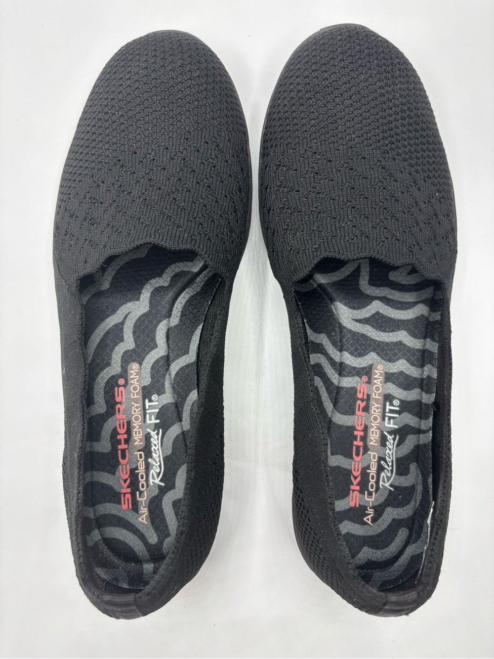 Skechers Seager Stat Black Knit Scalloped Slip On Comfort Flats Women’s 7.5 - Picture 5 of 9